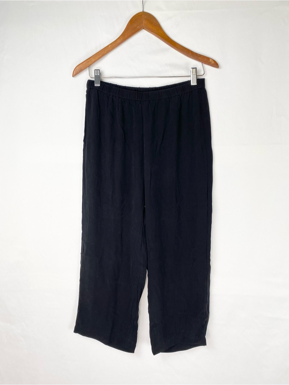 Eileen Fisher Silk Trouser Pant‎ Black High Waisted Slim
